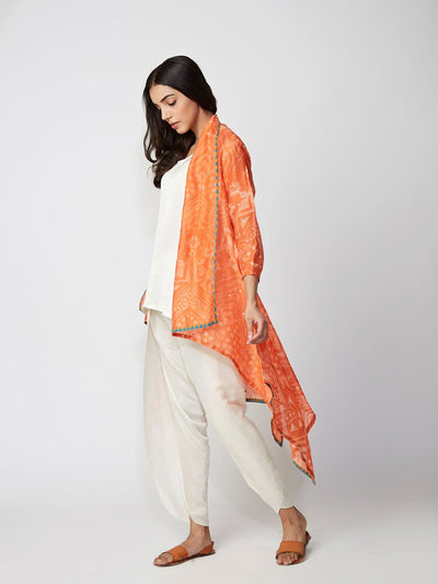 Amber Tribal Shibori Chanderi Jacket And Dhoti Pants