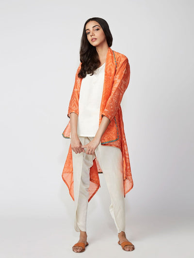 Amber Tribal Shibori Chanderi Jacket And Dhoti Pants