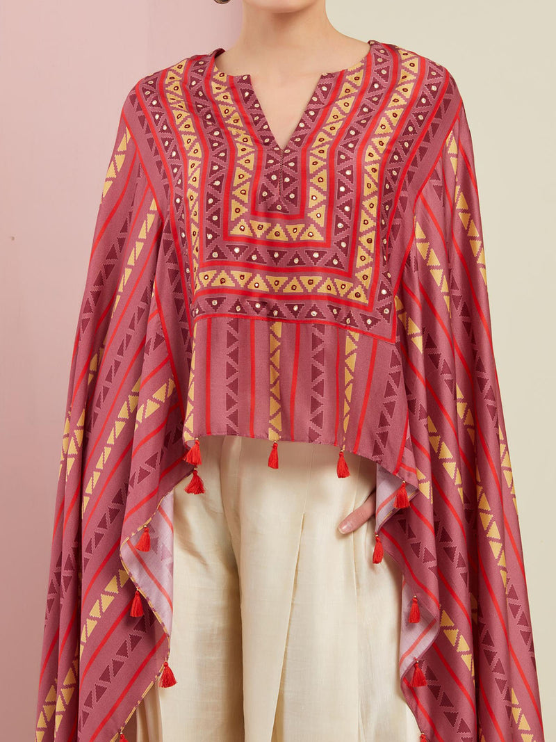 Rose Pink Tribal Cape Set