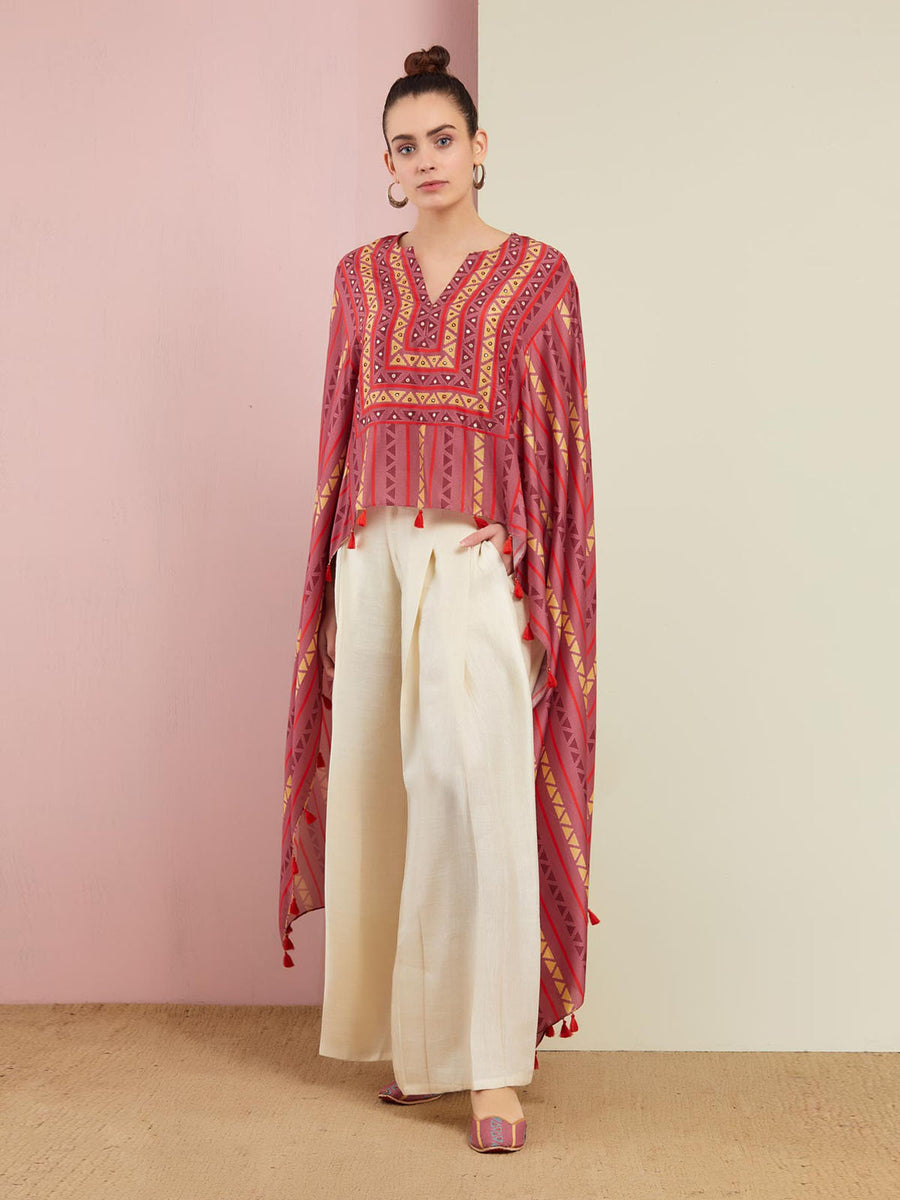 Morbagh Tribal Rose Pink Tribal Cape Set