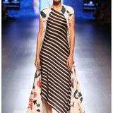 Bagh Applique Embroidered Jacket With Printed Striped Dress