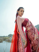 Morbagh Rose Pink Peacock Saree with Blouse