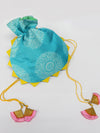 Turquoise Buta Shibori Potli Bag