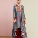 Morbagh Tribal Grey Tribal Asymmetric Kurta