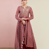 Morbagh Tribal Rose Pink Tribal Asymmetric Kurta