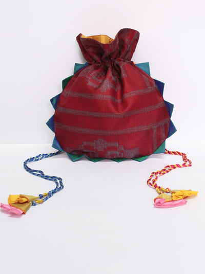 Maroon Shibori Potli Bag