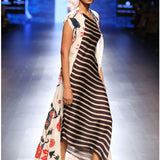 Bagh Applique Embroidered Jacket With Printed Striped Dress