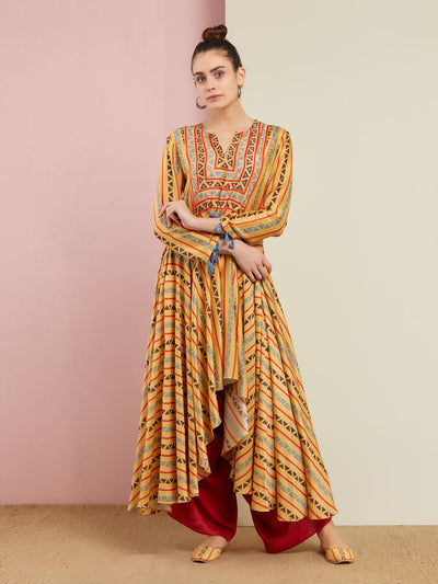 Morbagh Tribal Yellow Tribal Asymmetrical Kurta