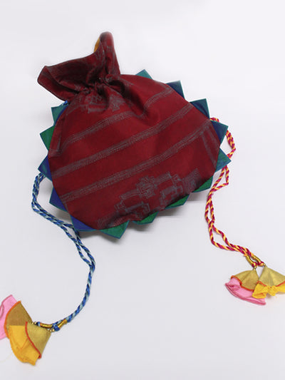 Maroon Shibori Potli Bag