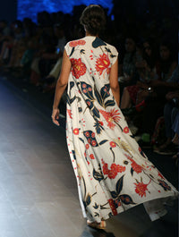 Bagh Applique Embroidered Jacket With Printed Striped Dress