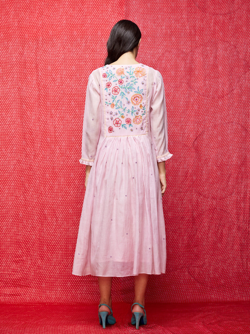 Rose Pink Embroidered Dress/Kurta