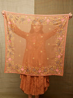 Rose Brown Embroidered Scarf