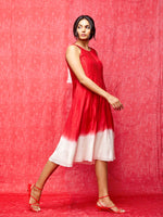 Rose Ivory/Red Pin Tucked Ombre Dress