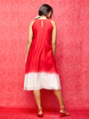 Rose Ivory/Red Pin Tucked Ombre Dress