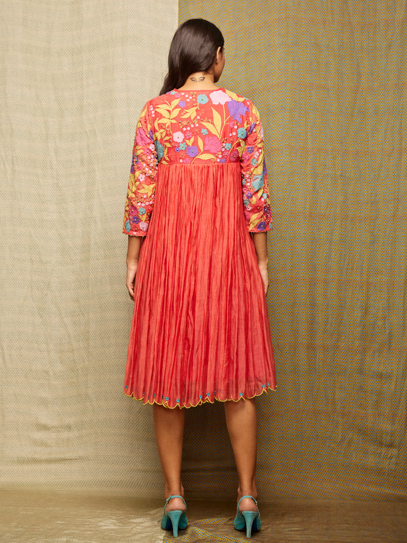 Rose Red Embroidered Dress