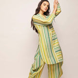 Printed Green Polka Dots Striped Tunic