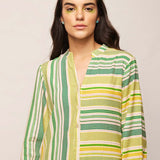 Printed Green Polka Dots Striped Tunic