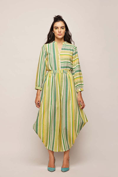Printed Green Dots Striped Jumpsuit