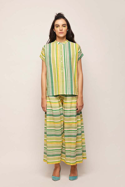 Polka Dots Striped Pleated Pants