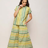 Polka Dots Striped Pleated Pants