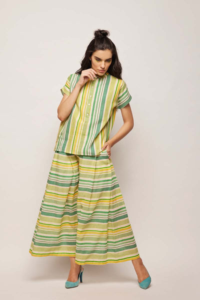 Polka Dots Striped Pleated Pants