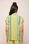 Dots Green Striped Top and Pleated Pants Set