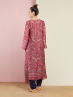 Peacock Rose Pink Asymmetrical Embroidered Tunic