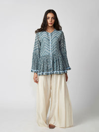 Chevron Printed Peplum Shirt