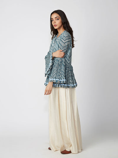 Chevron Printed Peplum Shirt