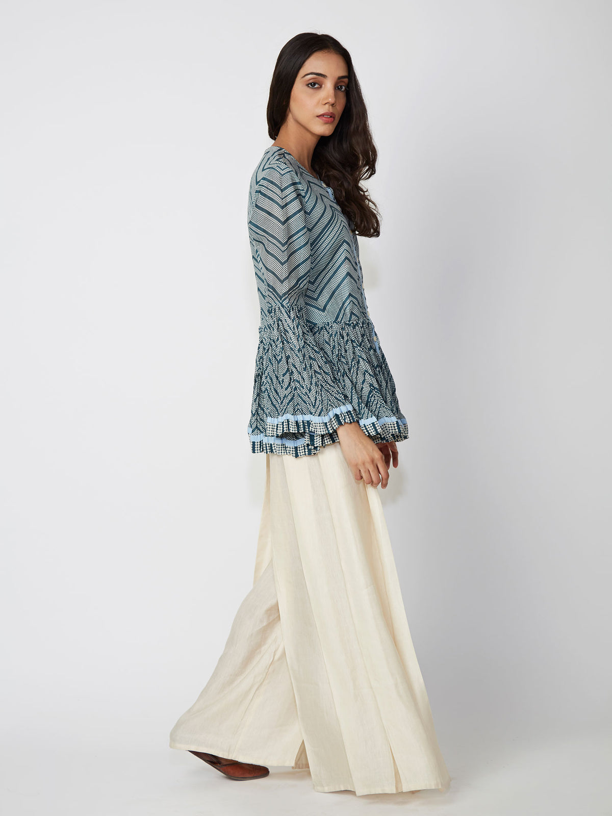 Chevron Printed Peplum Shirt