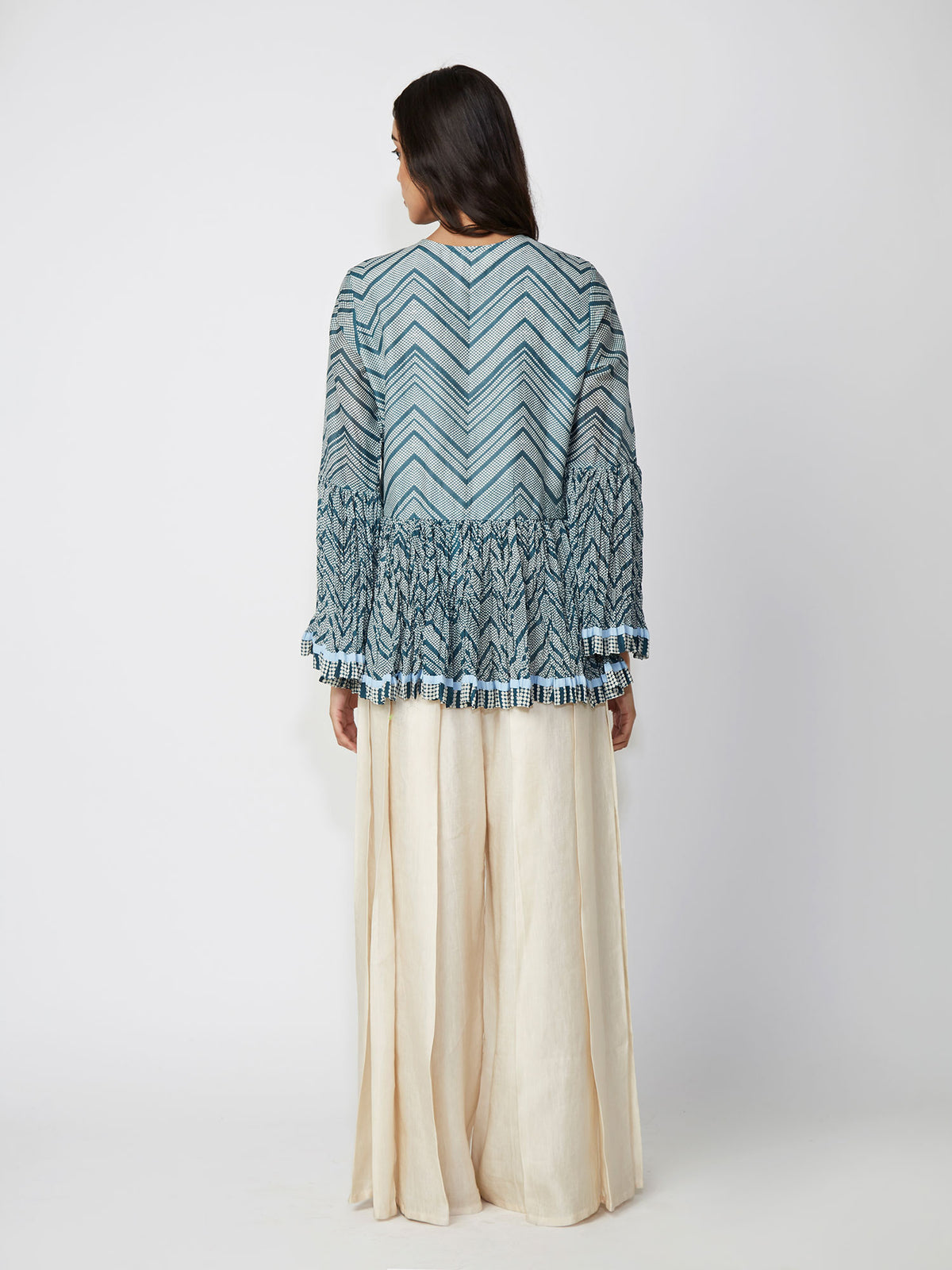 Chevron Printed Peplum Shirt