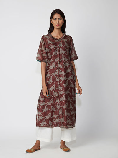 Mahogany Printed Straight Kurta