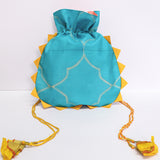 Turquoise Shibori Potli Bag