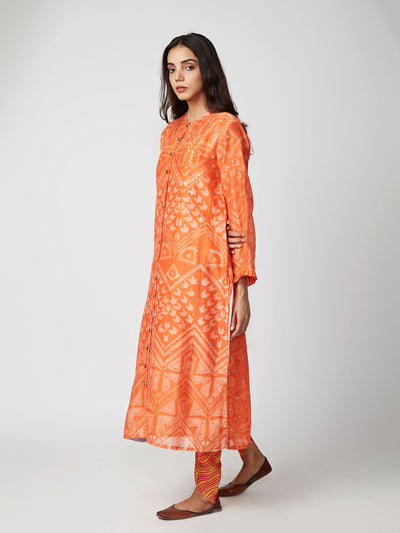 Amber Tribal Shibori Chanderi Kurta