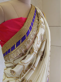 Ivory Gota Zaal Saree With Fushica Gota Blouse