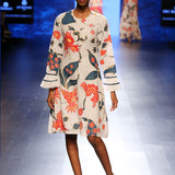 Bagh Applique Front Open Tunic Dress