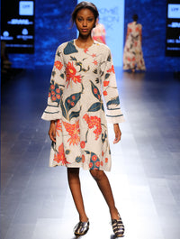 Bagh Applique Front Open Tunic Dress