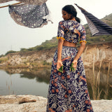 Morbagh Printed Embroidered Crop Top With Wrap Pants