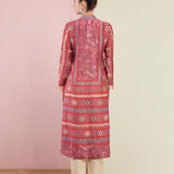 Rose Pink Multi Triangle Emb. Front Open Kurta With Pants