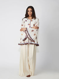 Ivory Printed Peplum Shirt