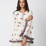 Ivory Printed Peplum Shirt