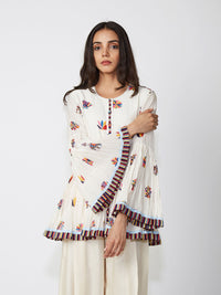 Ivory Printed Peplum Shirt