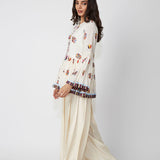 Ivory Printed Peplum Shirt