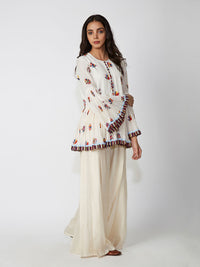 Ivory Printed Peplum Shirt