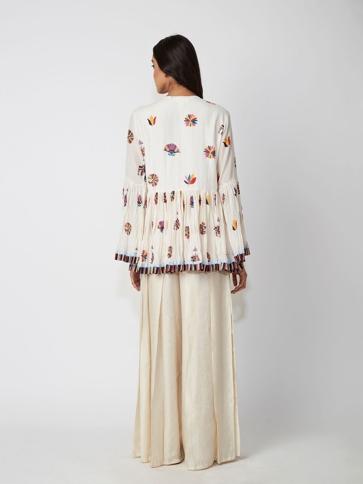 Ivory Printed Peplum Shirt