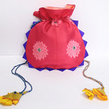 Pink Buta Shibori Potli Bag