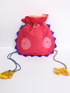 Pink Buta Shibori Potli Bag