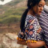 Morbagh Printed Embroidered Crop Top With Wrap Pants
