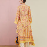 Yellow Morbagh Asymmetrical Embroidered Tunic