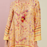 Yellow Morbagh Asymmetrical Embroidered Tunic
